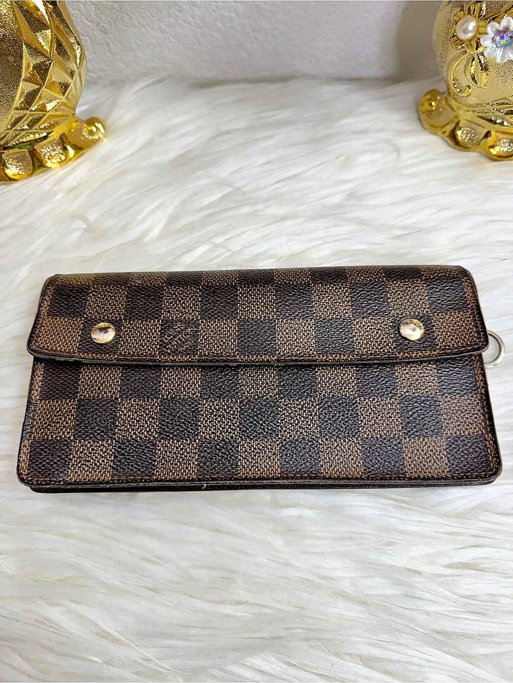 Authentic Louis Vuitton Porte-Trésor International Wallet Damier Ebene Brown